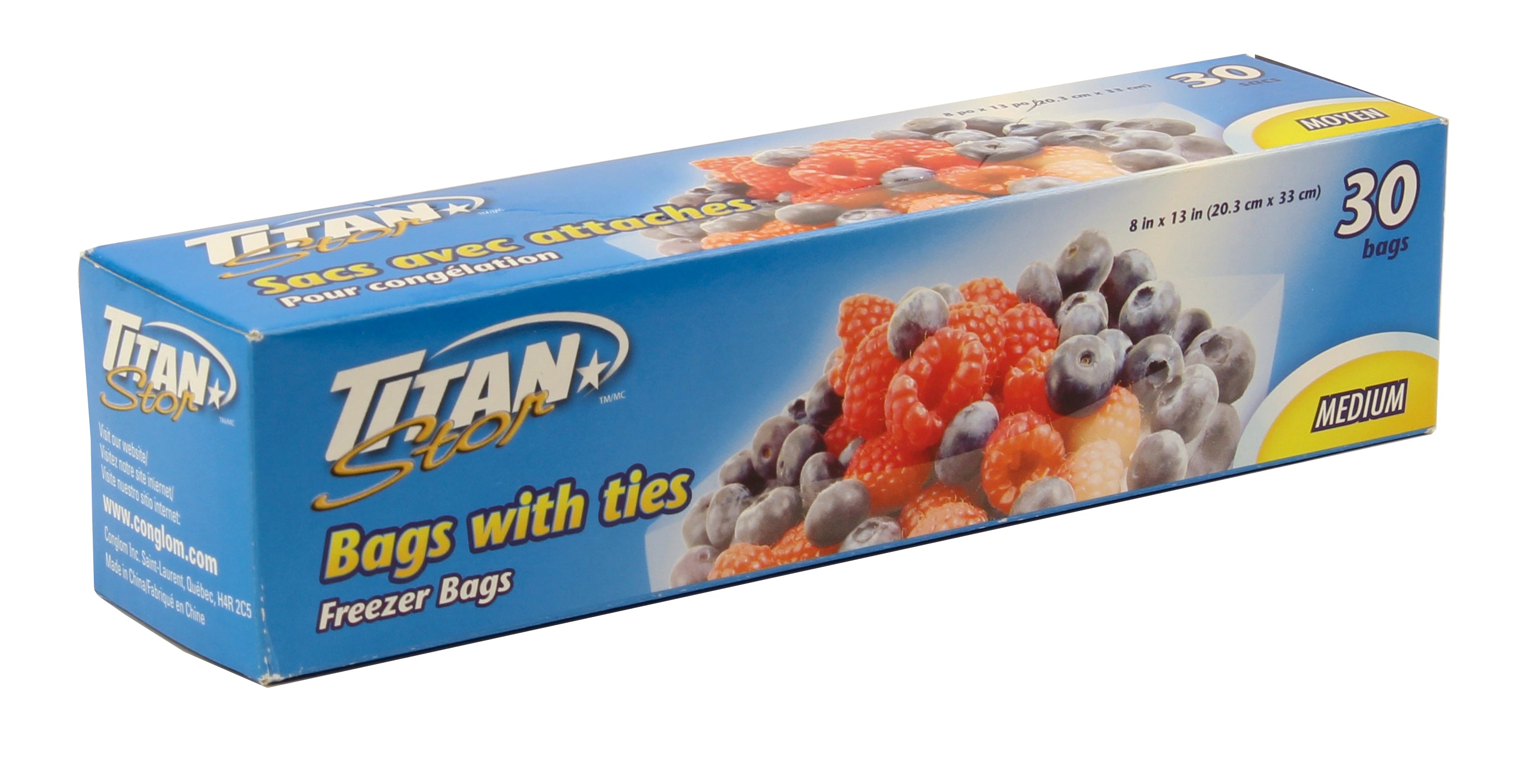 Titan Medium Storage Bags W/Ties 30/Pack