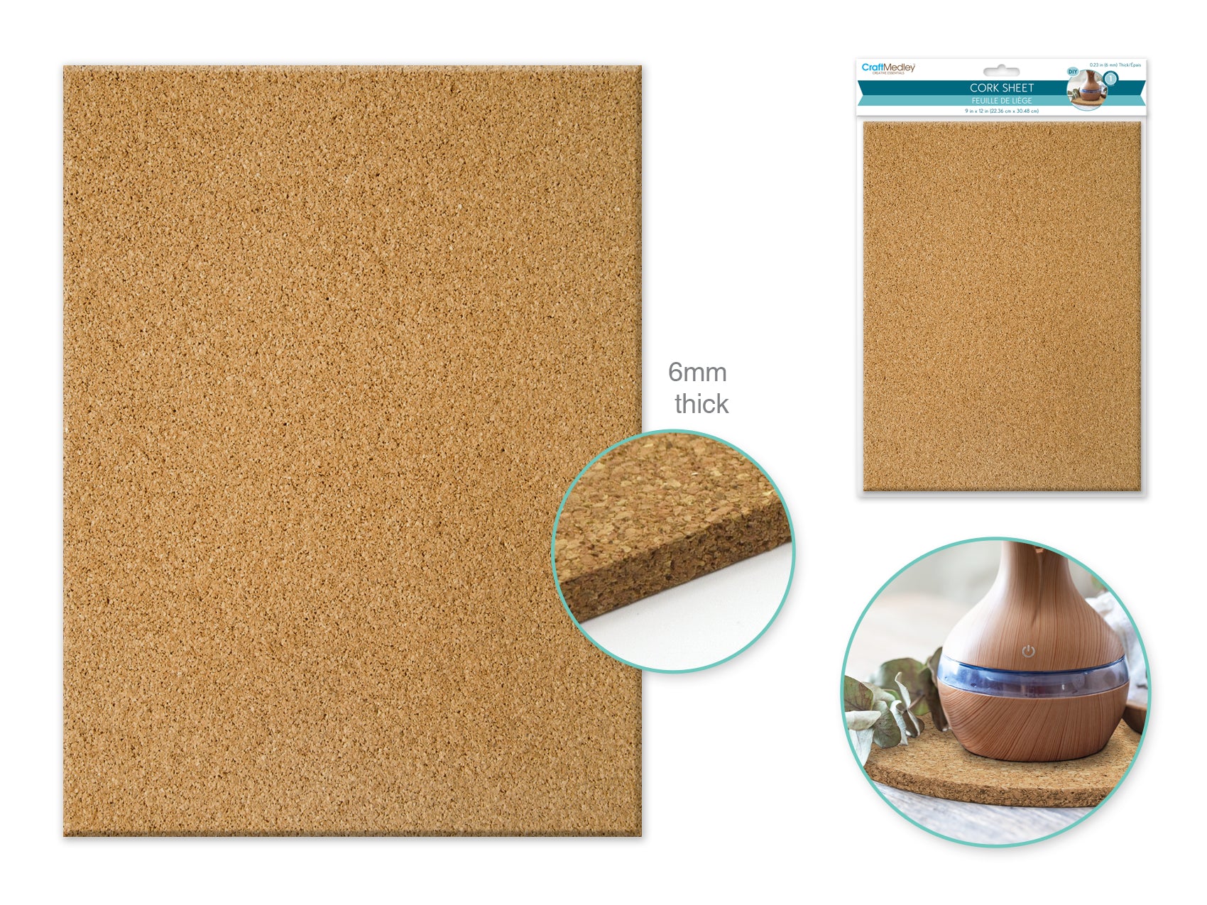 Craft Medley 9" x 12" Cork Sheet, 6mm Thick