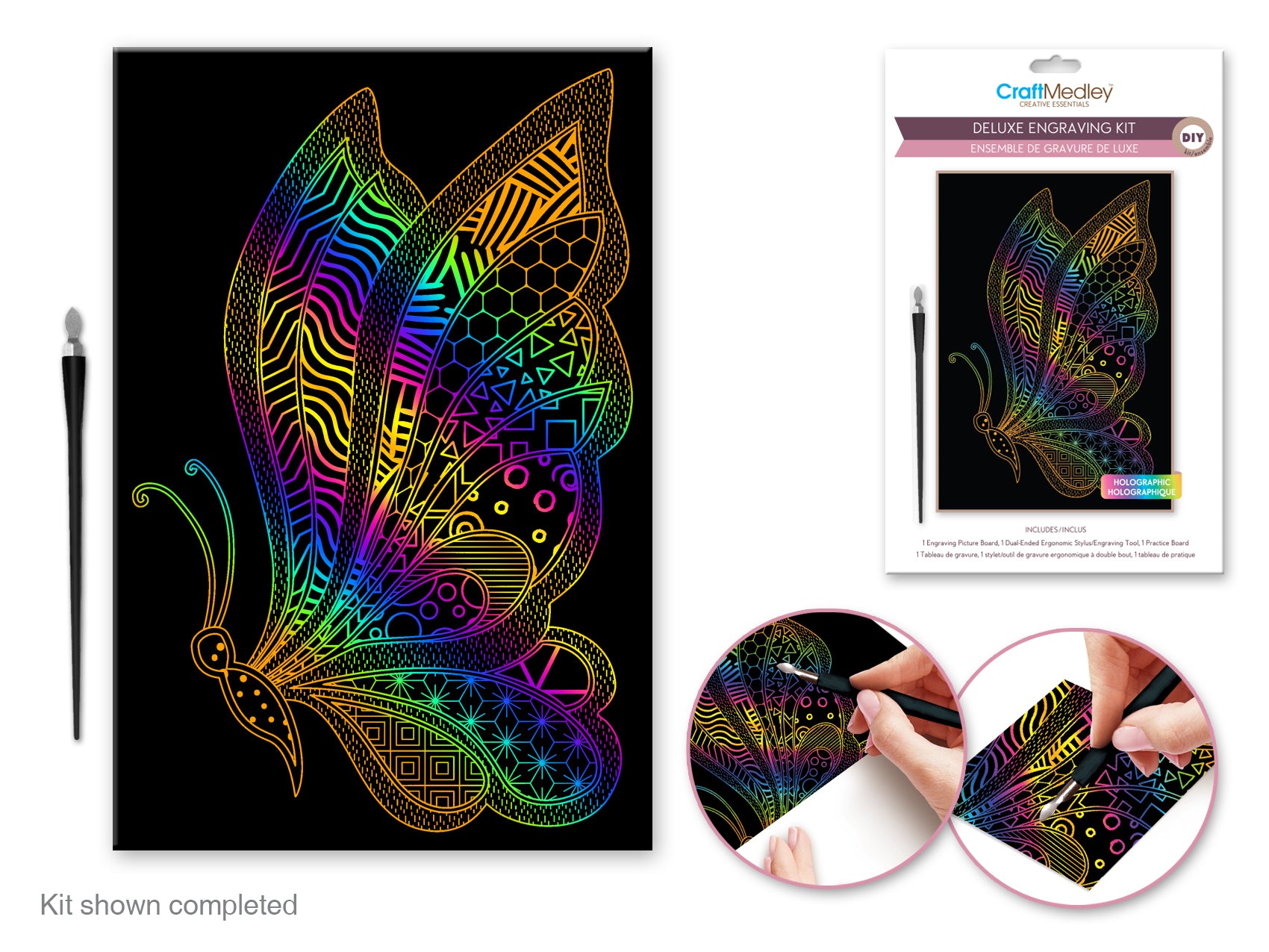 Holographic Butterfly Engraving Art DIY Kit