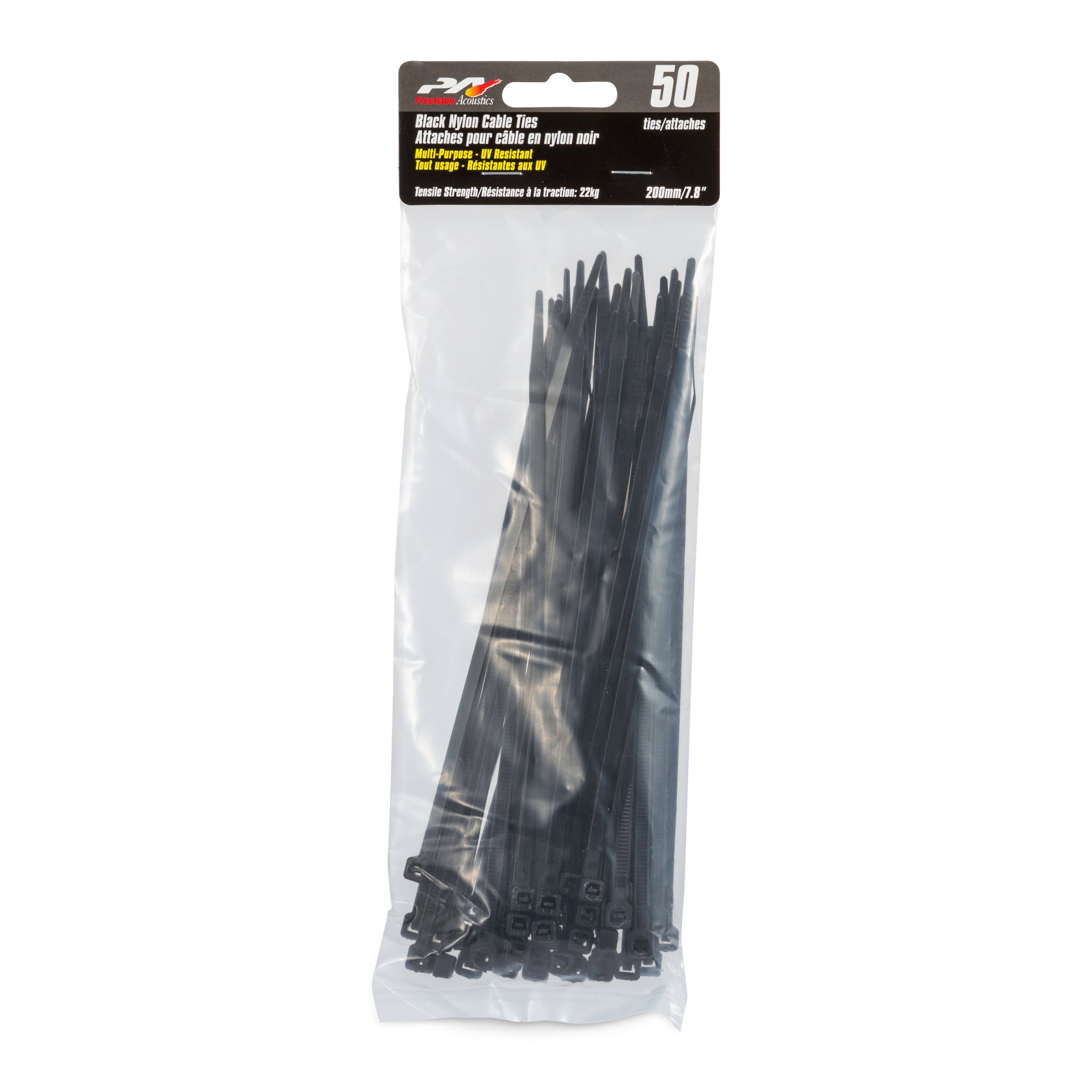 Precision Acoustics Black Cable Ties 200Mm 50/Pk