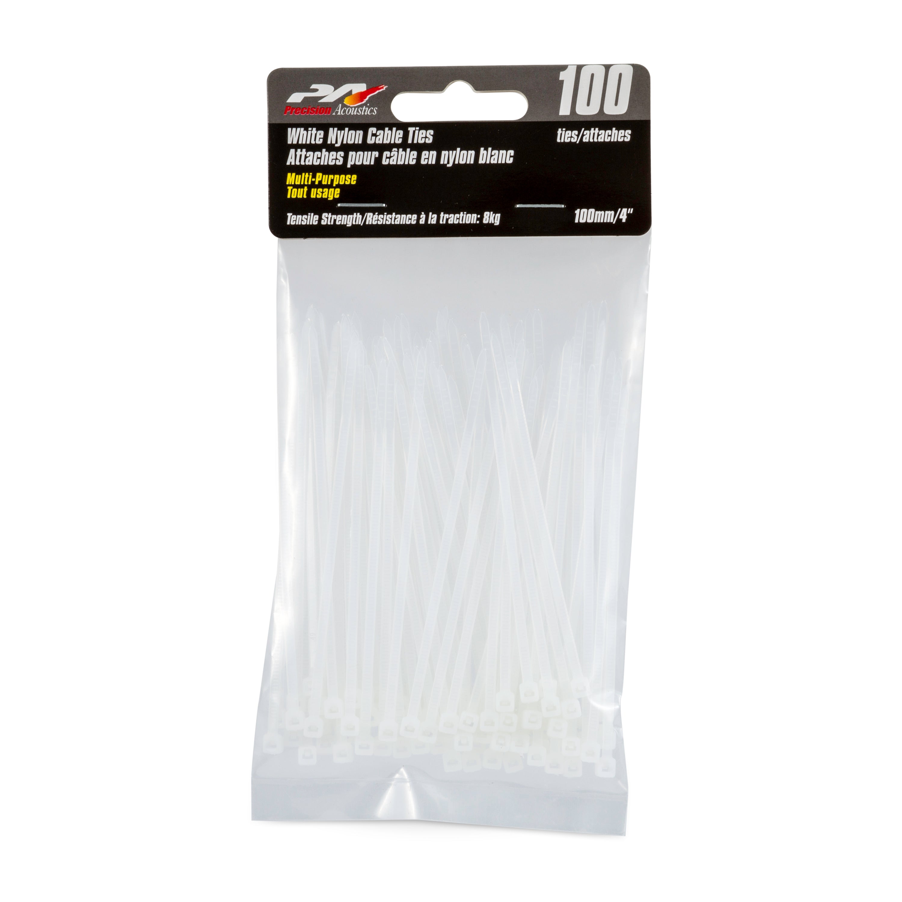 Precision Acoustics White Cable Ties 100Mm 100/Pk