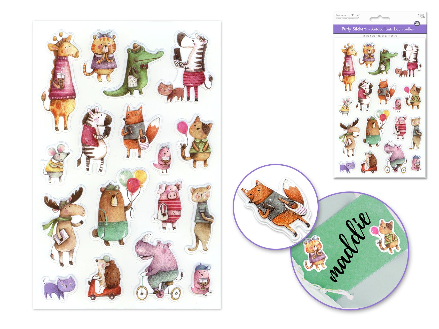 Curious Creatures 3D Puffy Stickers