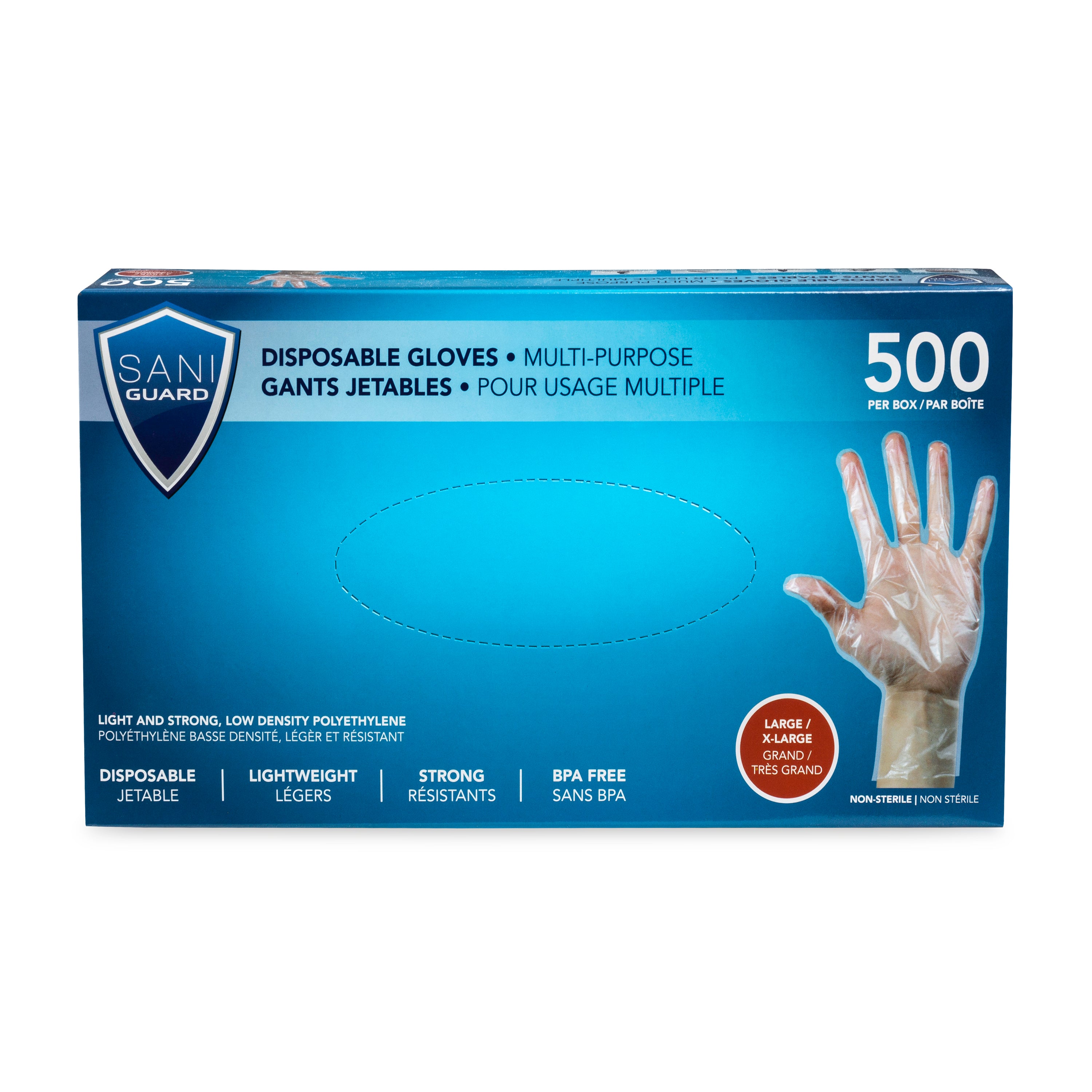 Sani-Guard Disposable Ldpe Gloves L/Xl 500/Pk