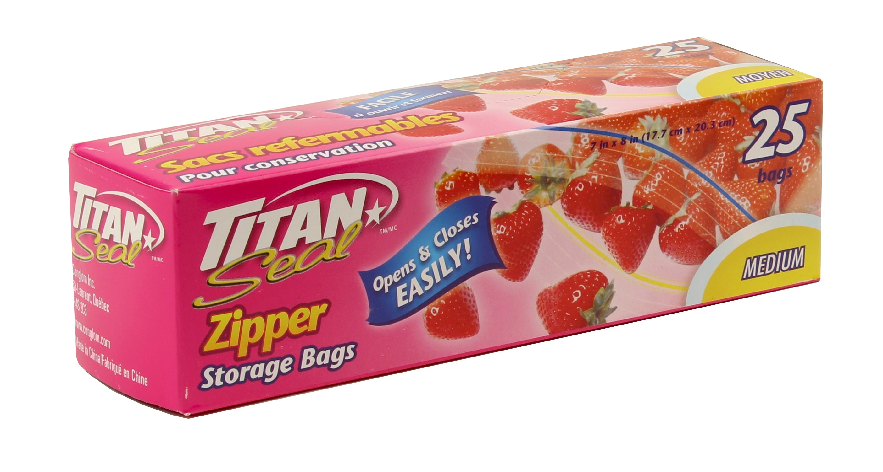 Titan Medium Zipper Storage Bags 25/Pack