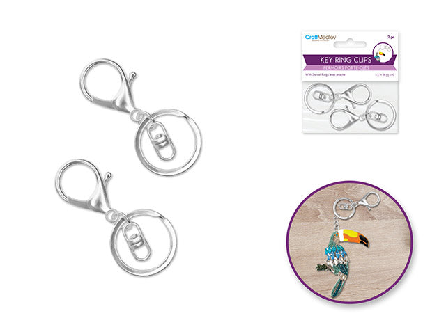 2-Pack Silver Key Ring Clips with Swivel Rings