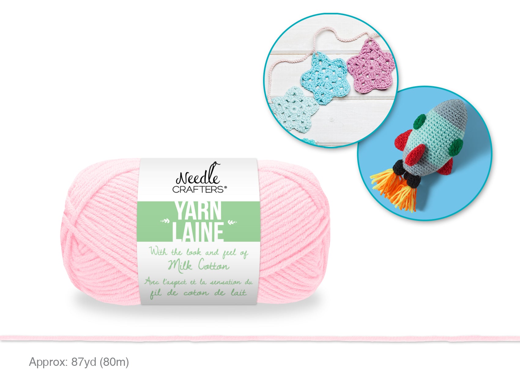 Needlecrafters Light Pink Acrylic Cotton Yarn, 50g