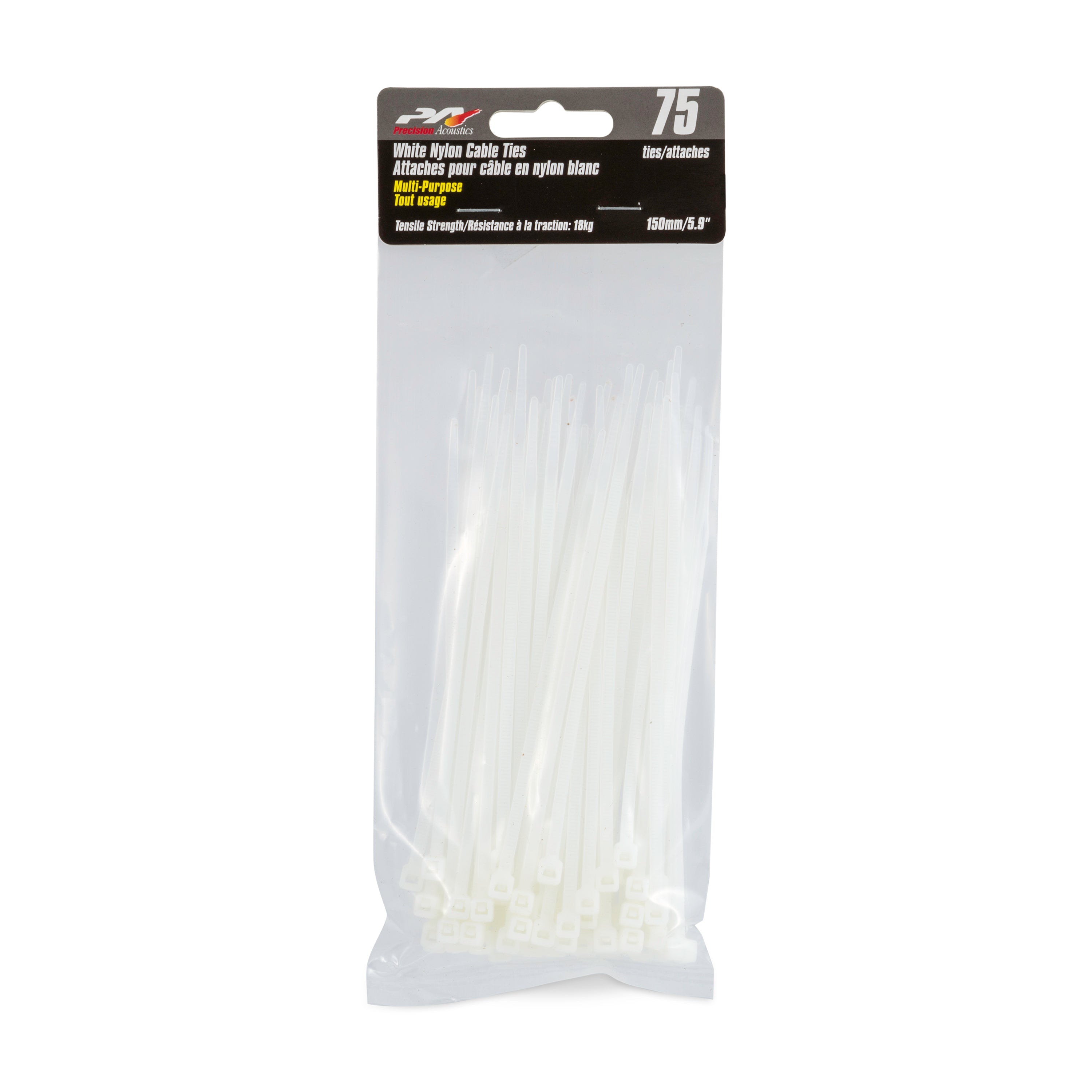 Precision Acoustics White Cable Ties 150Mm 75/Pk