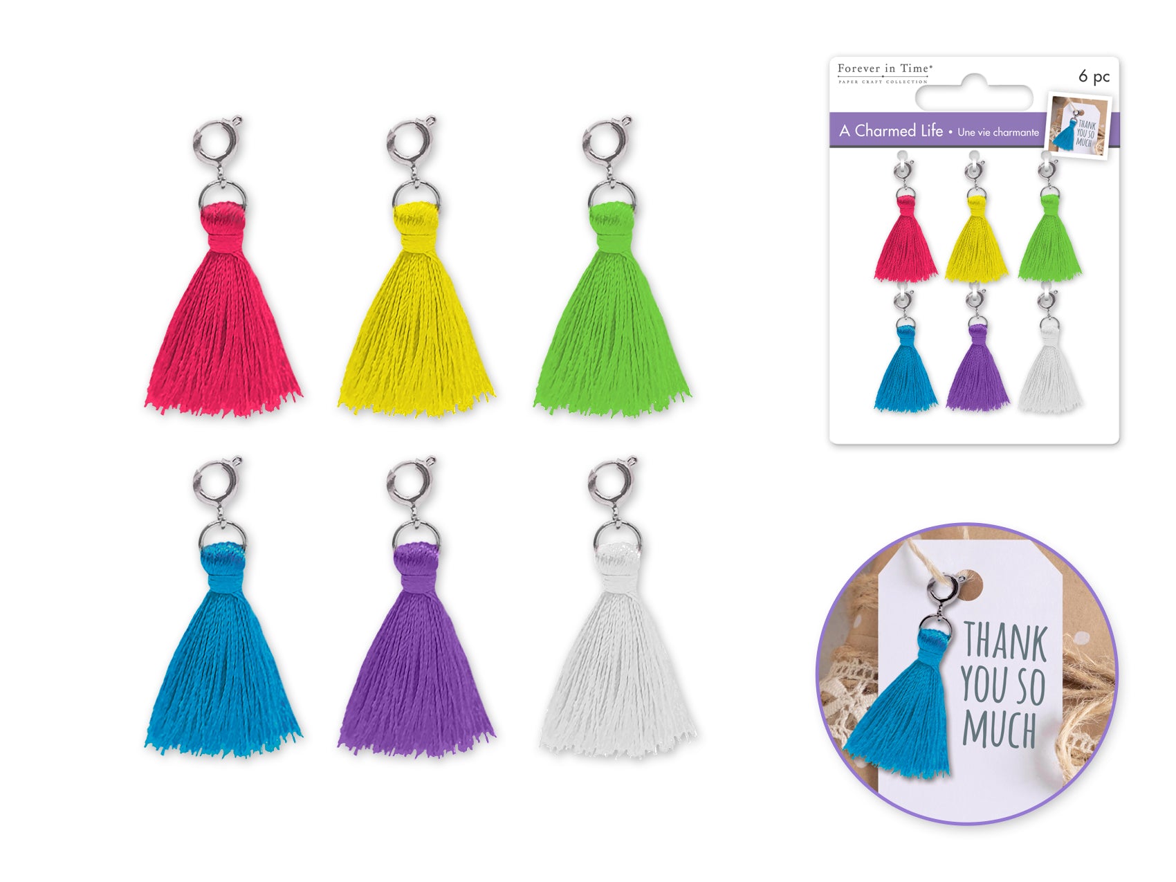 Charmed Life Embroidered Charm Set with Hoop and Mini Tassels