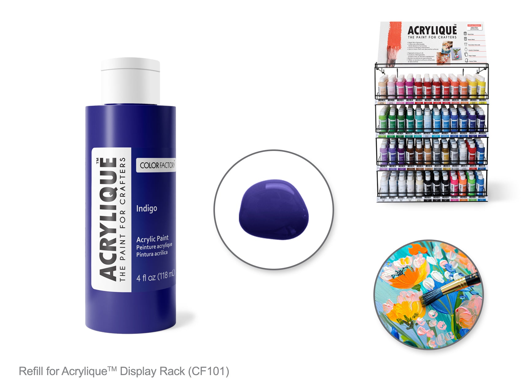 Color Factory 4oz Acrylic Craft Paint - Indigo