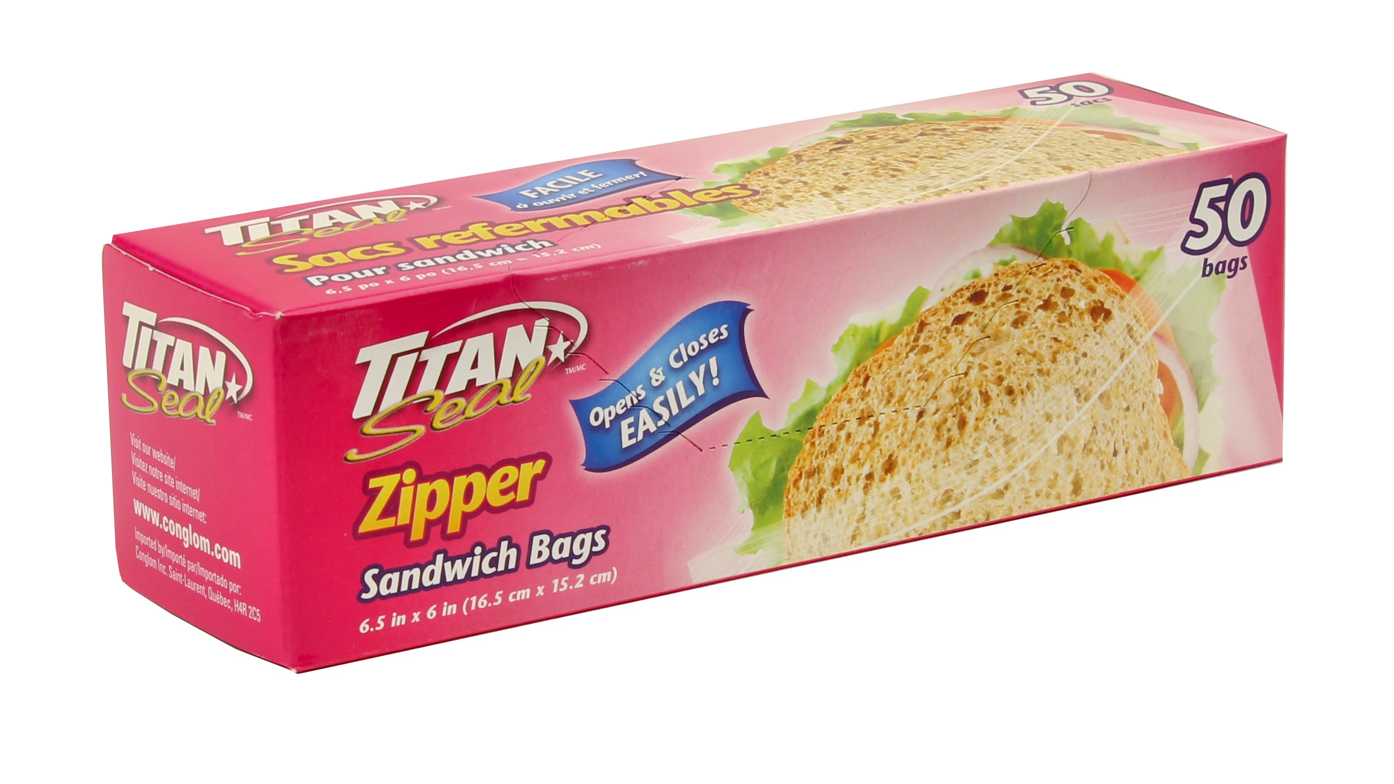 Titan Sandwich Zipper Bags 50/Pk