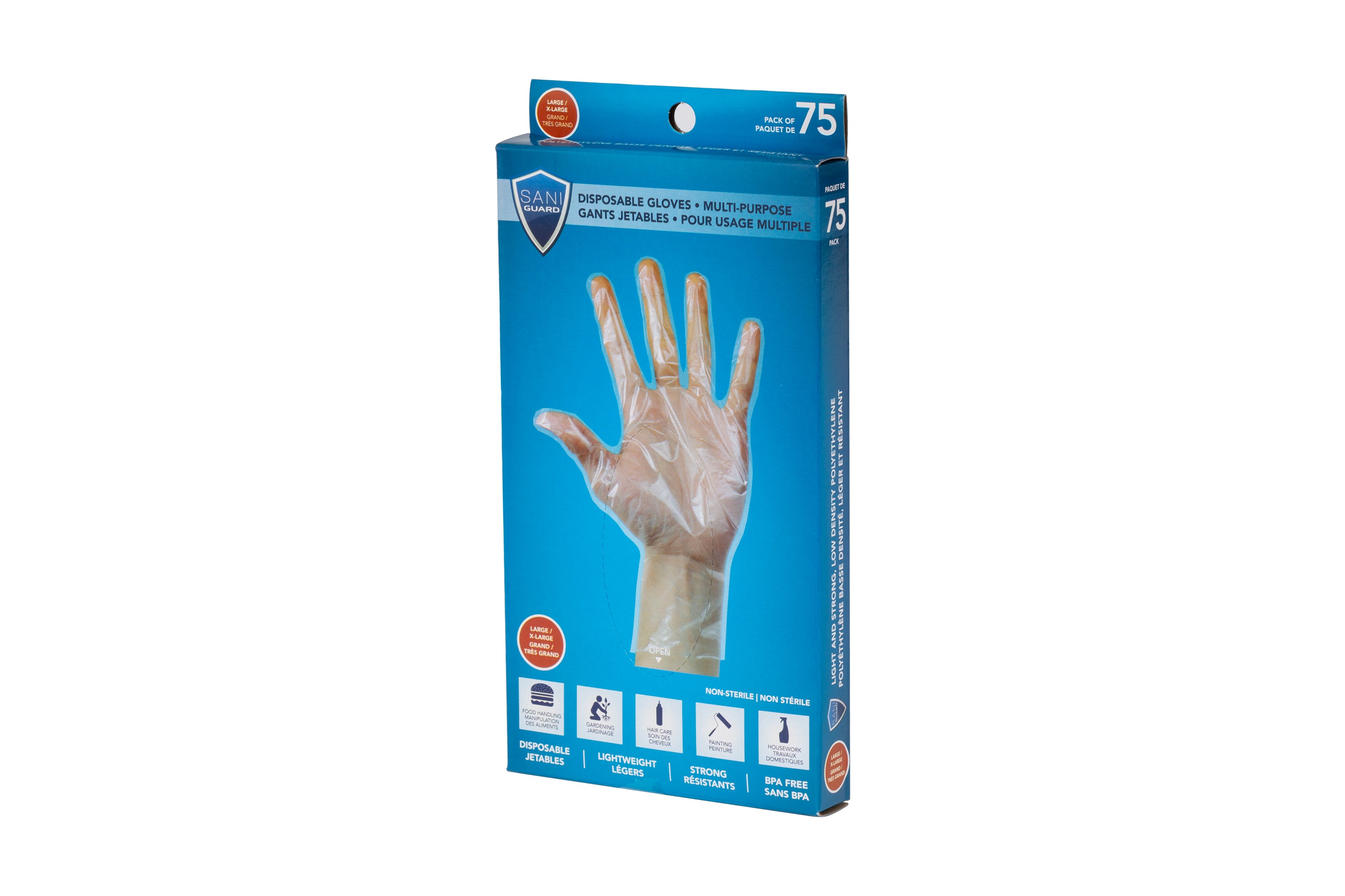 Sani-Guard Disposable Ldpe Gloves L/Xl 75/Pk
