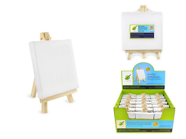 Mini Artist Canvas on Wooden Easel, 3.94" x 3.94"