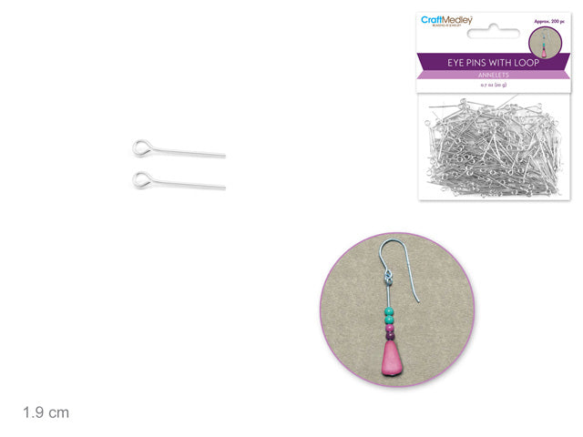 Silver 3/4" Eye Pins with Loop, 200 Count