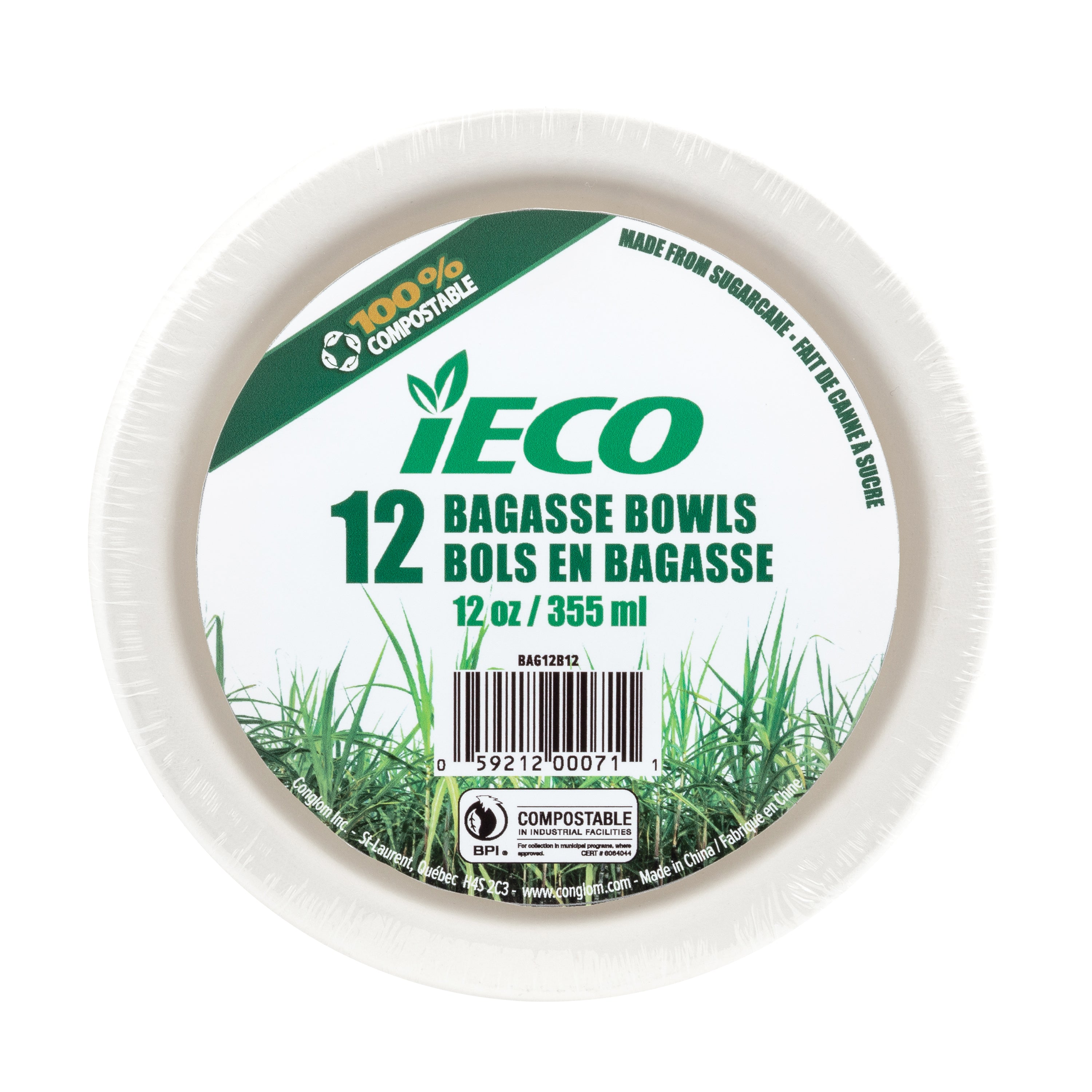 iEco 12Oz Bagasse Bowl 12/Pk