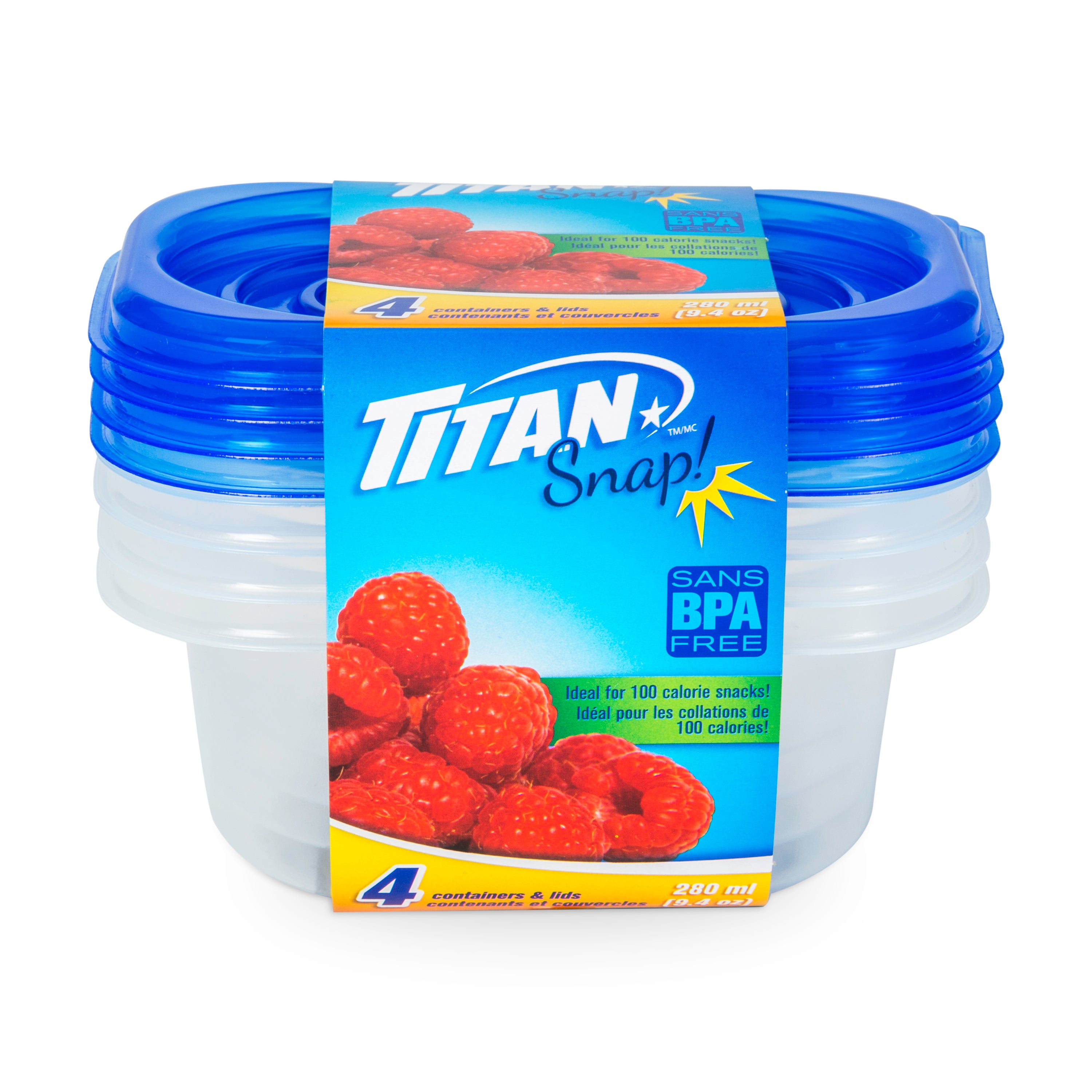 Titan Snap Small Rectangular Food Container 280ml 4/Pk