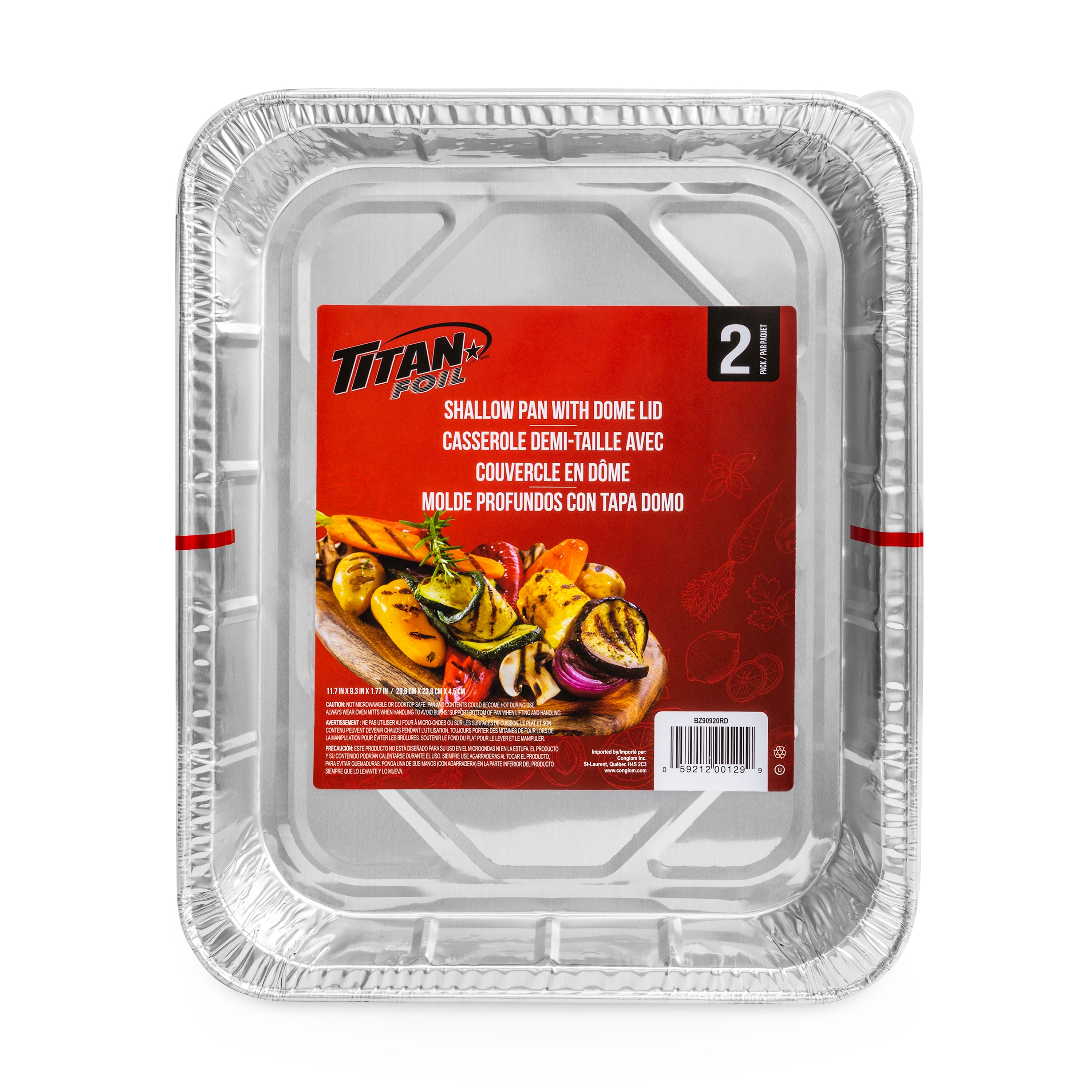 Titan Shallow Aluminium Pan With Dome Lid 2/Pk