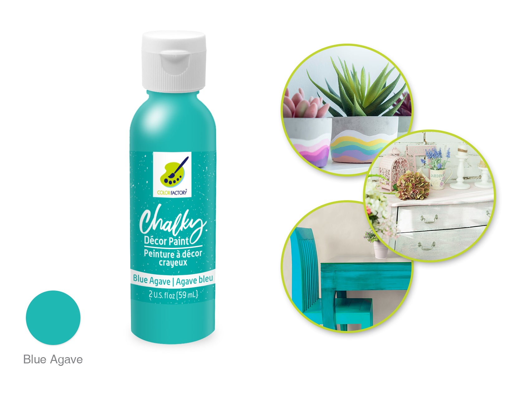 Color Factory 2 oz Chalky Decor Paint - Blue Agave