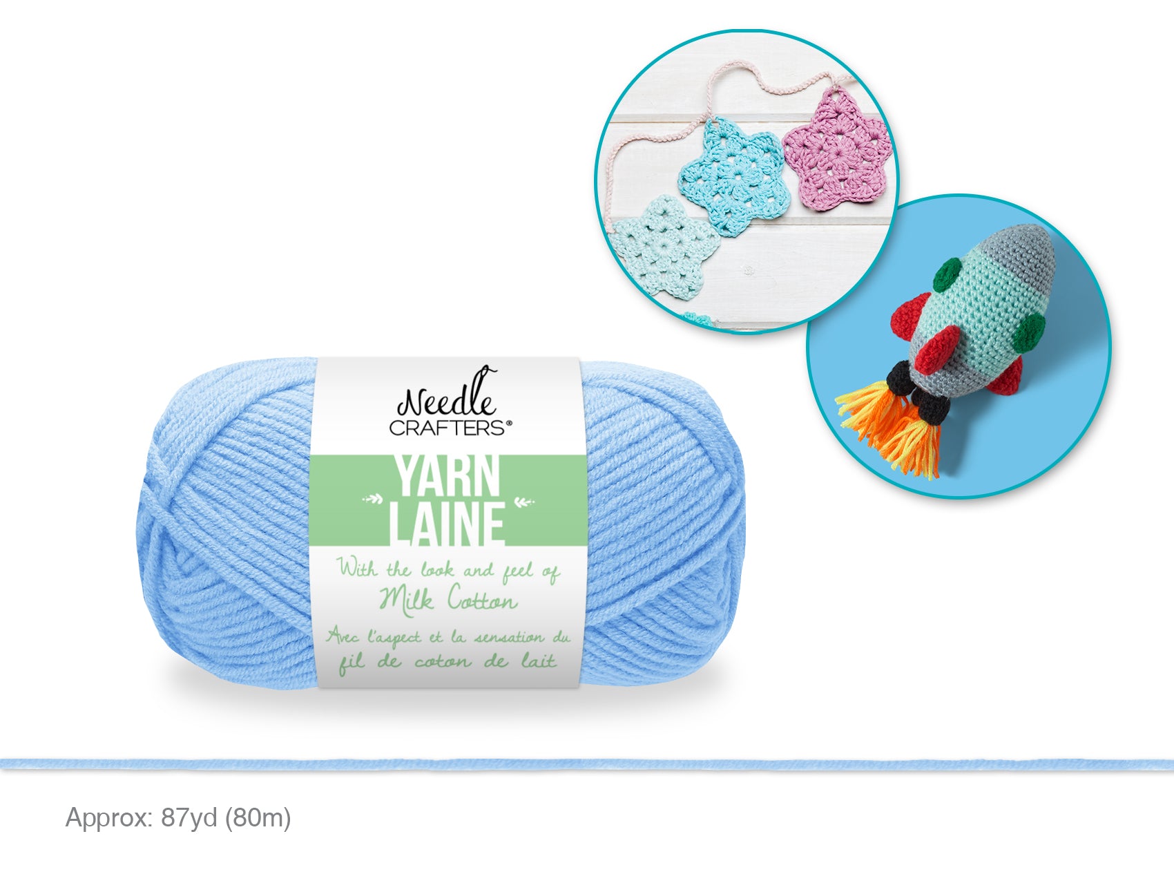 Light Blue Acrylic Milk Cotton Yarn, 50g