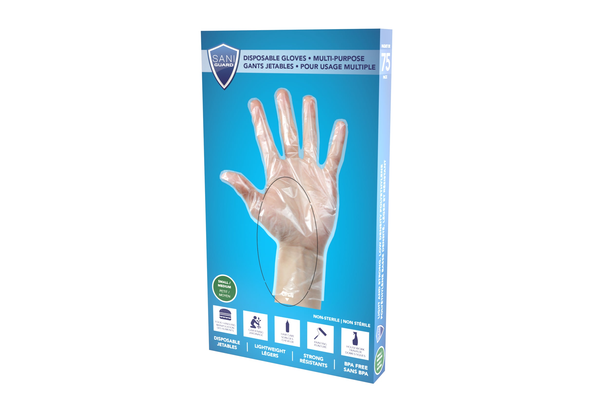 Sani-Guard Disposable Ldpe Gloves S/M 75/Pk