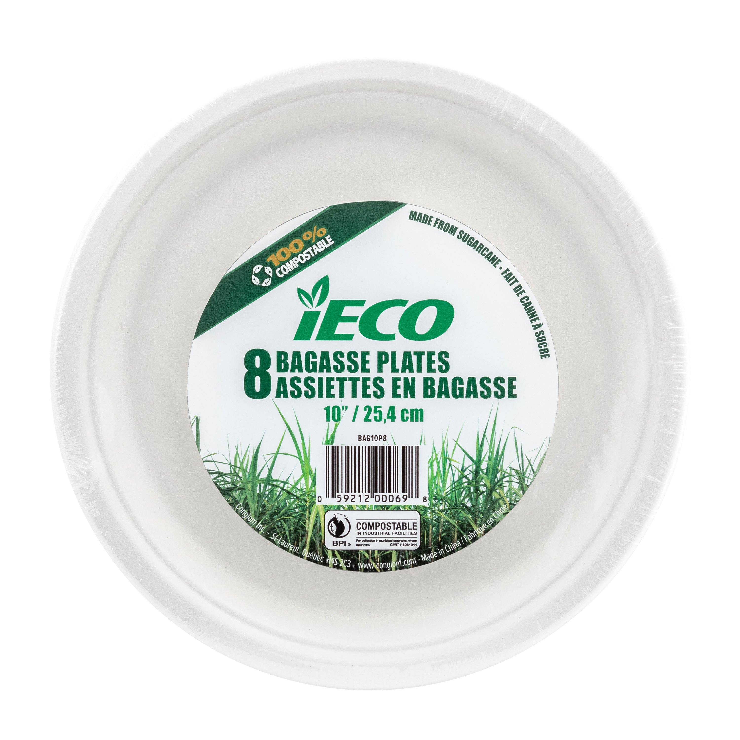 iEco 10" Bagasse Plate 8/Pk