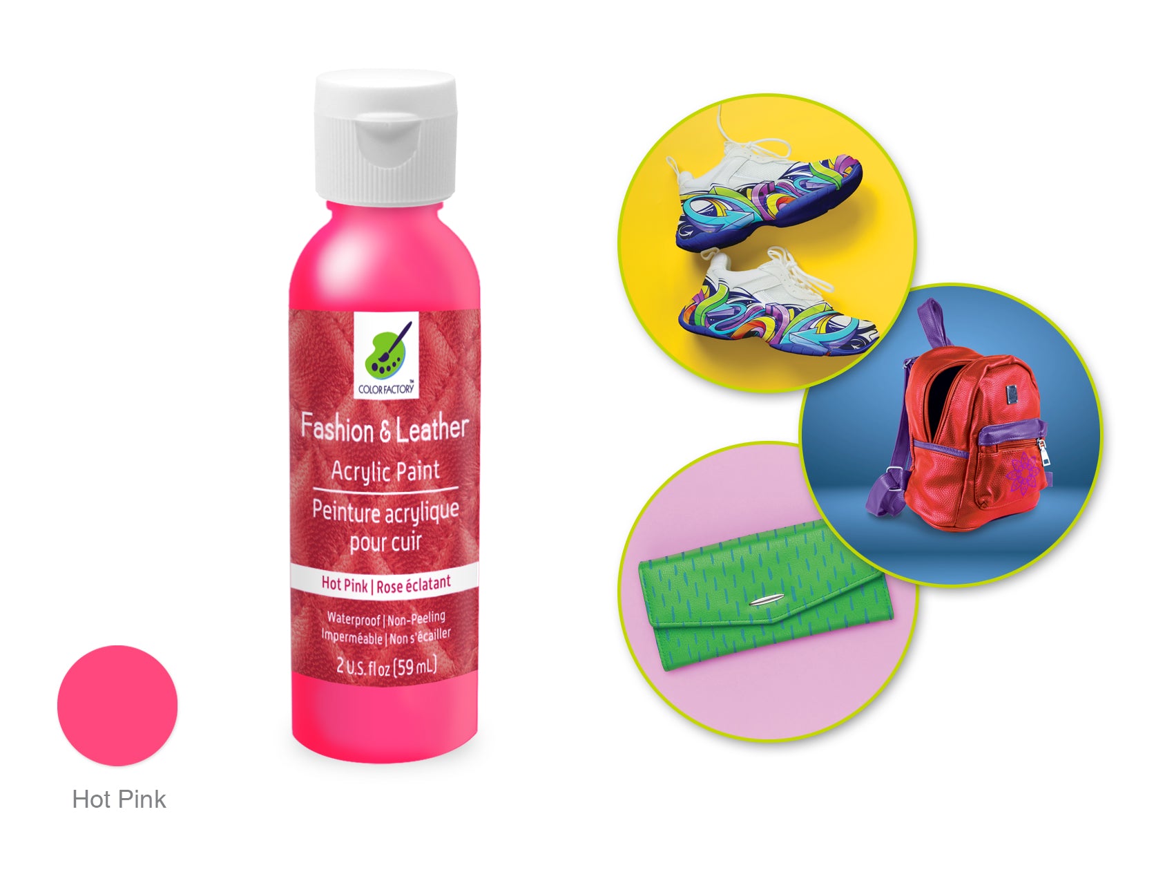 Color Factory 2 oz Hot Pink Fashion & Leather Acrylic Paint