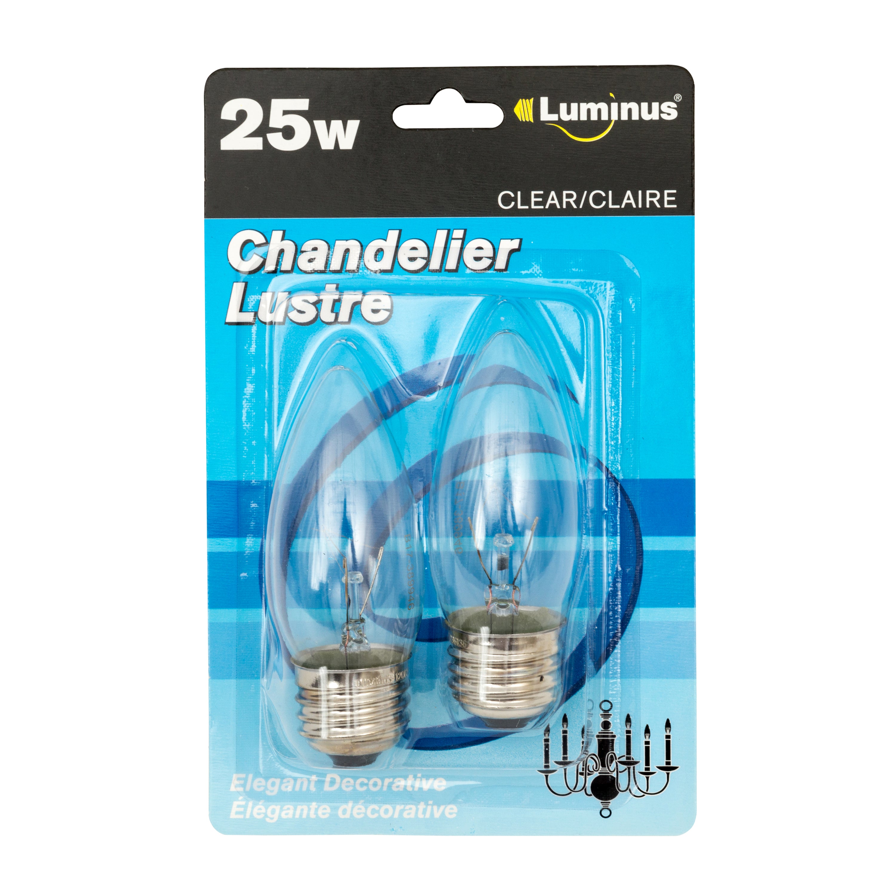Luminus 25W/Etc/120V/1500H/Clear Chandelier 2/Pack