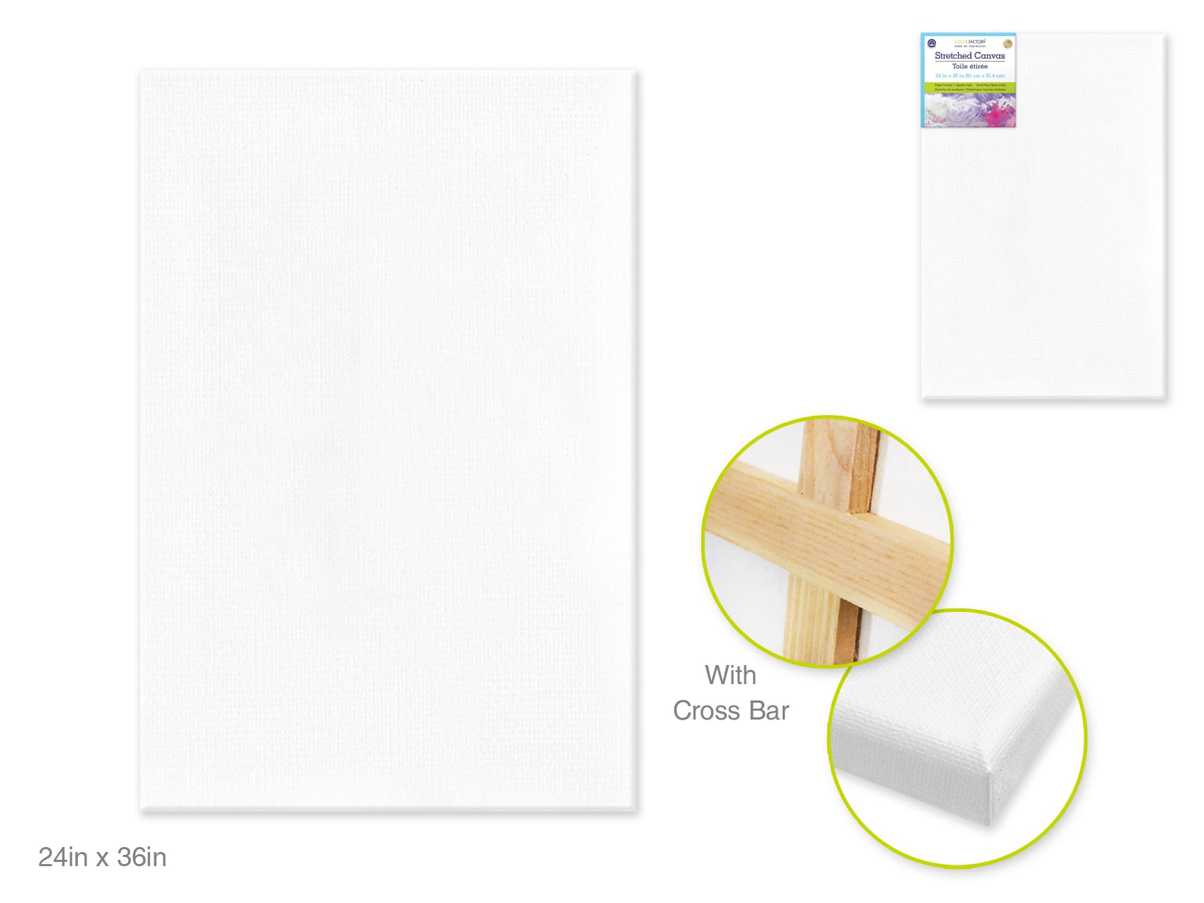 Stretch Artist Canvas 24" x 36" Primed and Back-Stapled
