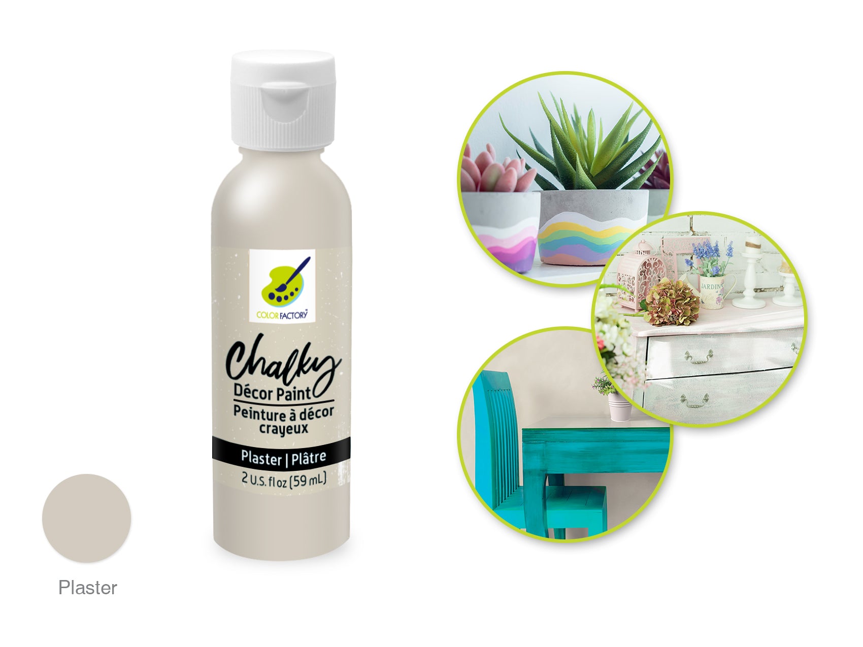 Color Factory 2 oz Chalky Decor Paint, Plaster