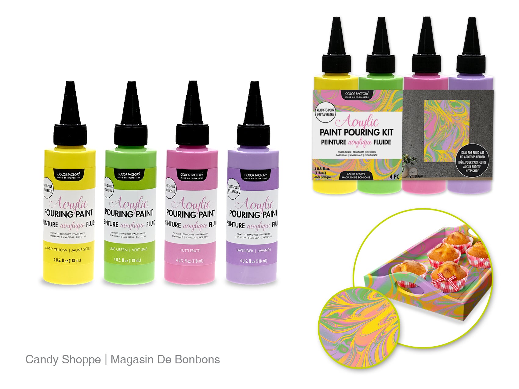 Color Factory: 4oz 4ct Acrylic Pouring Paint Kit Ready To Pour