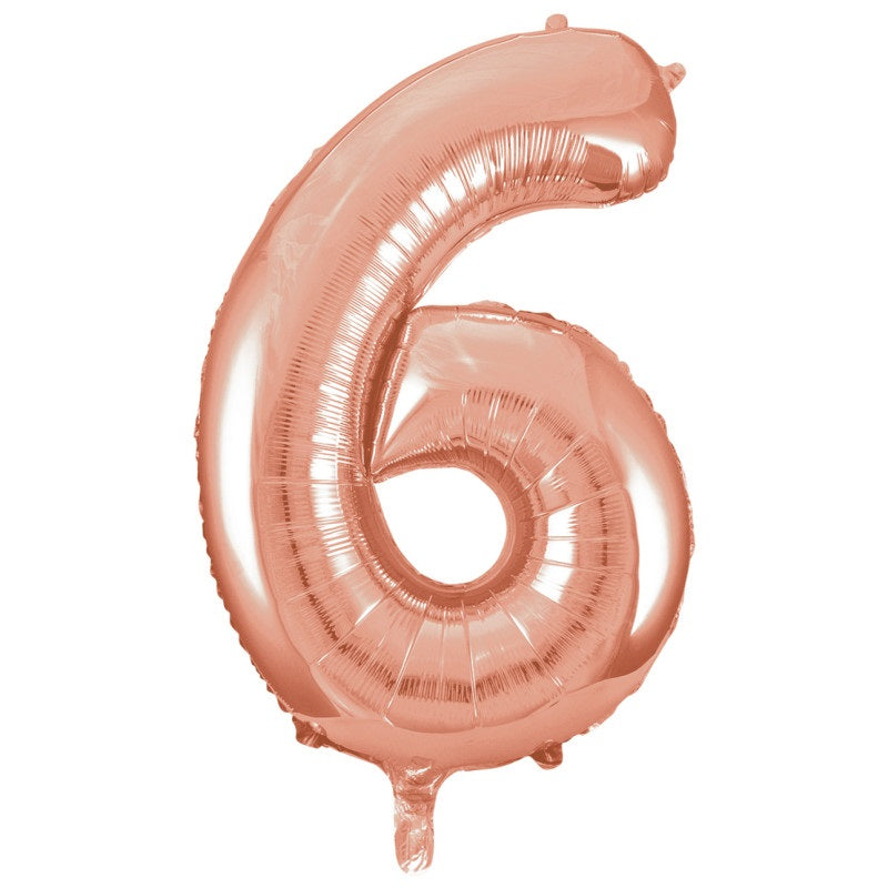 Rose Gold Number 6 Foil Balloon 34"