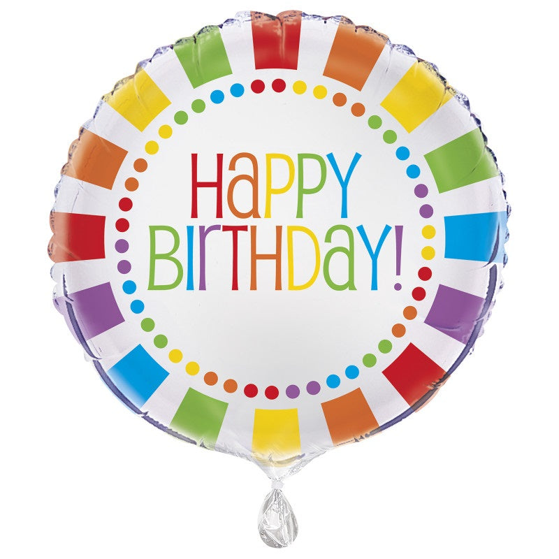 Rainbow Birthday Round Foil Balloon 18"