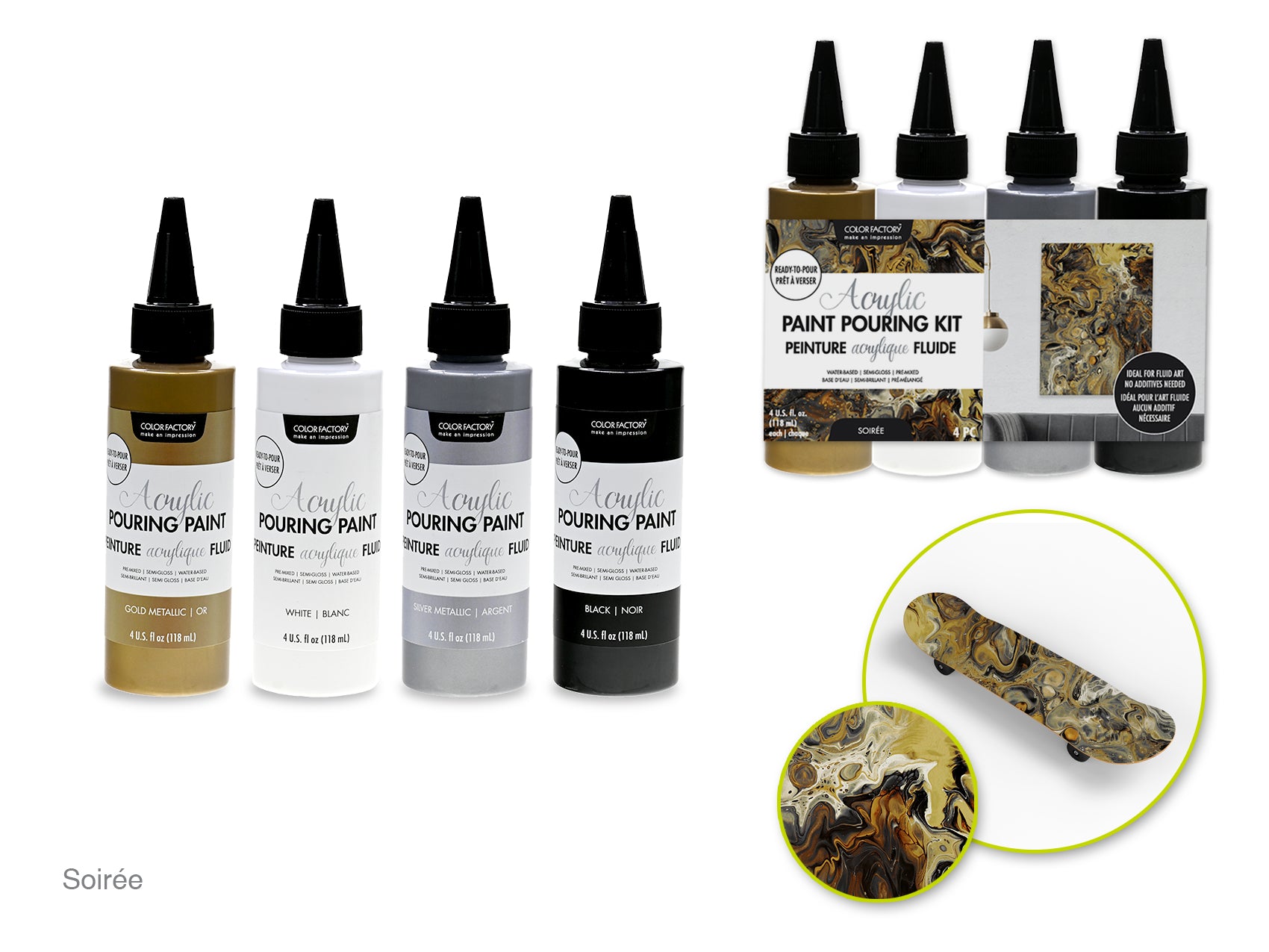 Color Factory: 4oz 4ct Acrylic Pouring Paint Kit Ready To Pour