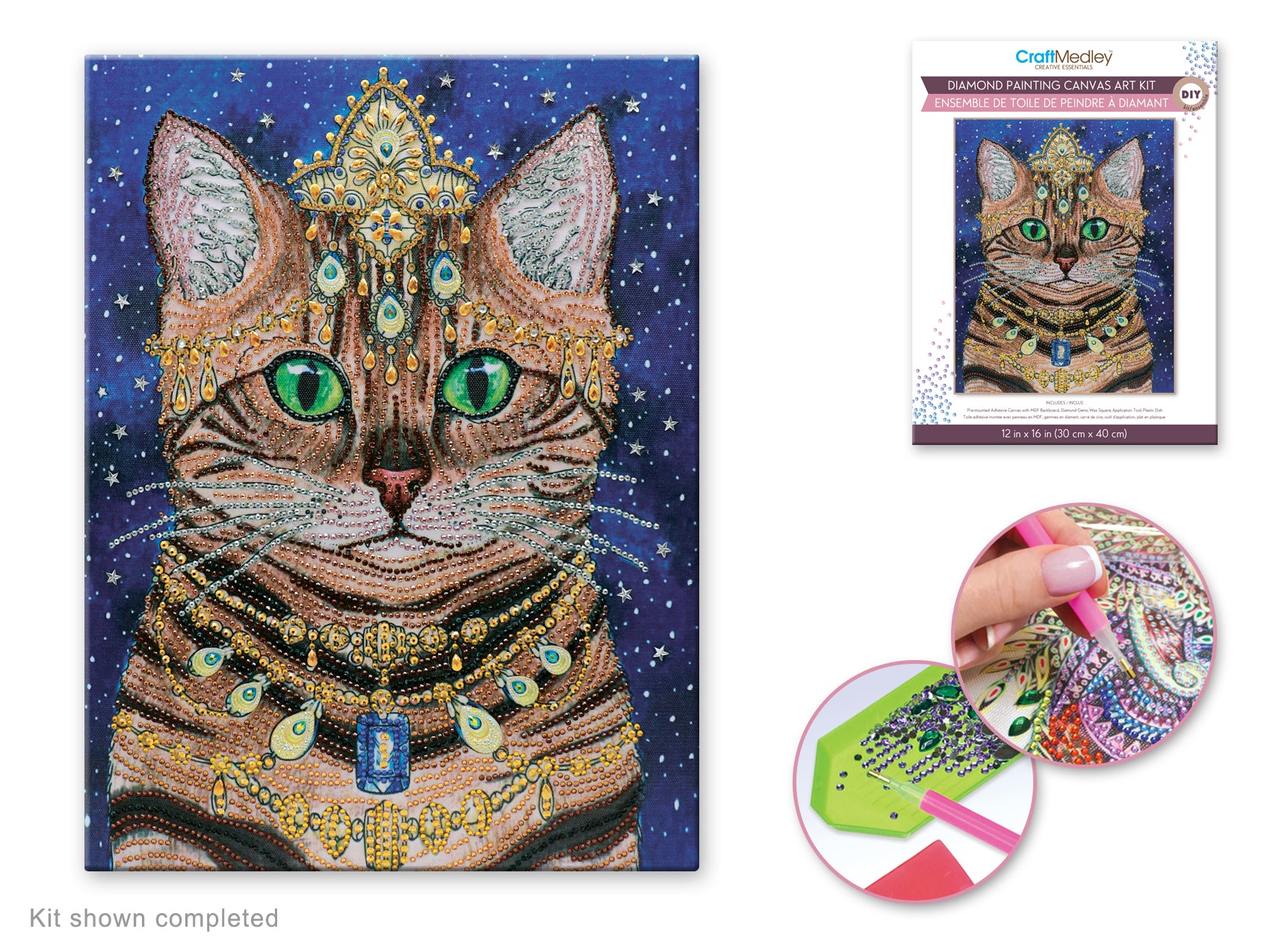 Diamond Painting Art Kit 12"x16" Cat