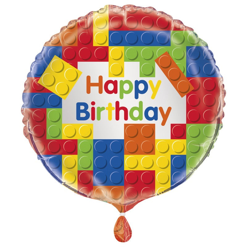 Building Blocks Birthday Foil Balloon 18"