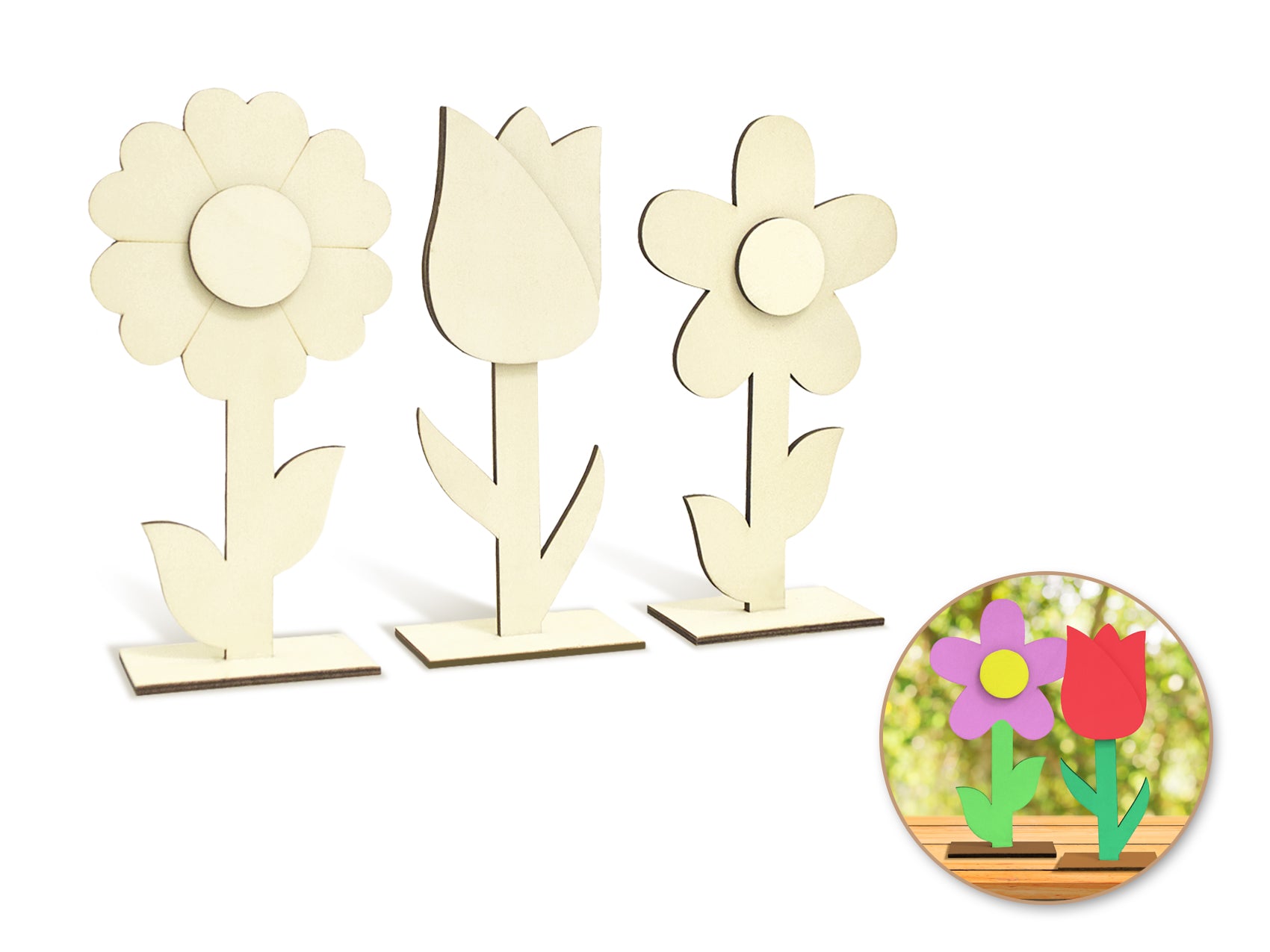 Wood Craft: 18cm DIY 3D Flower w/Base