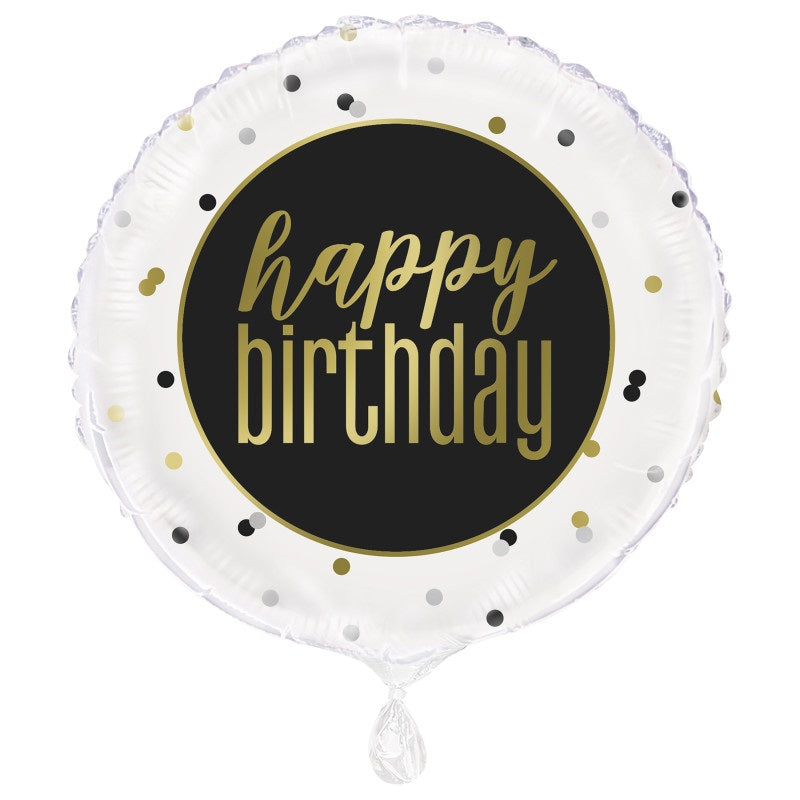 Metallic Happy Birthday Round Foil Balloon 18"
