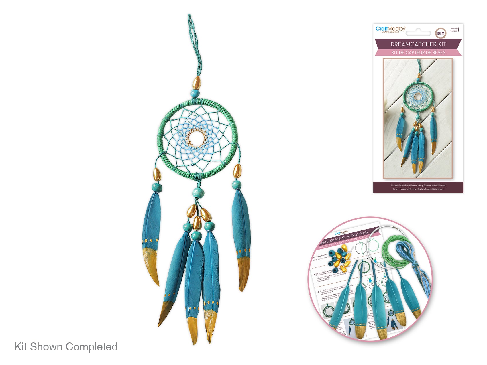 Craft Medley Kit: DIY 9.3"x2.8" Dream Catcher w/Beads