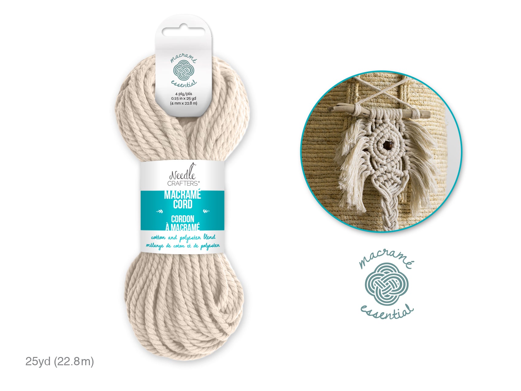 Needlecrafters: 4mm Macrame Cord 25yds (22.8m)