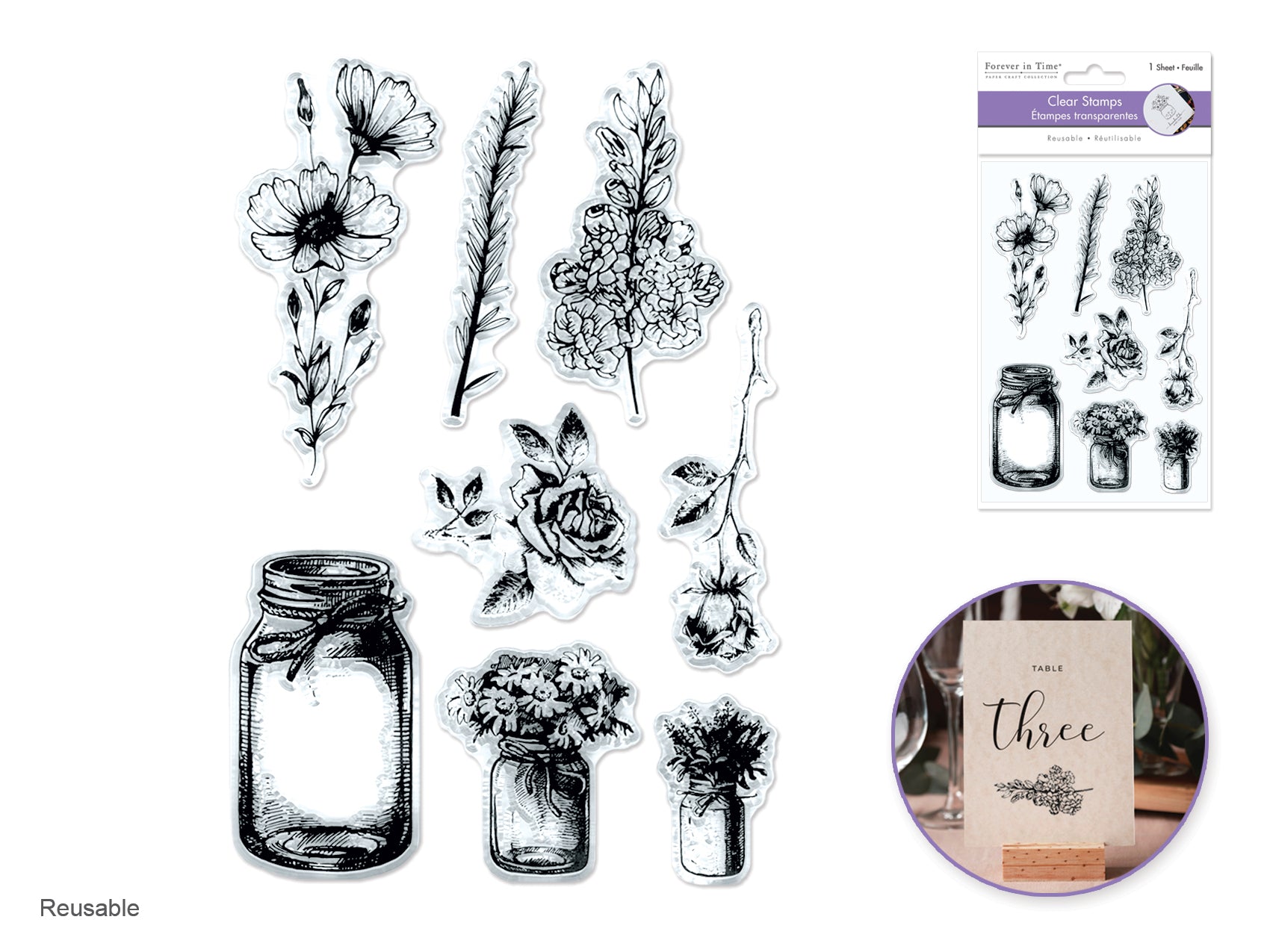 Clear Stamps: 4.3"x6.3" Reusable