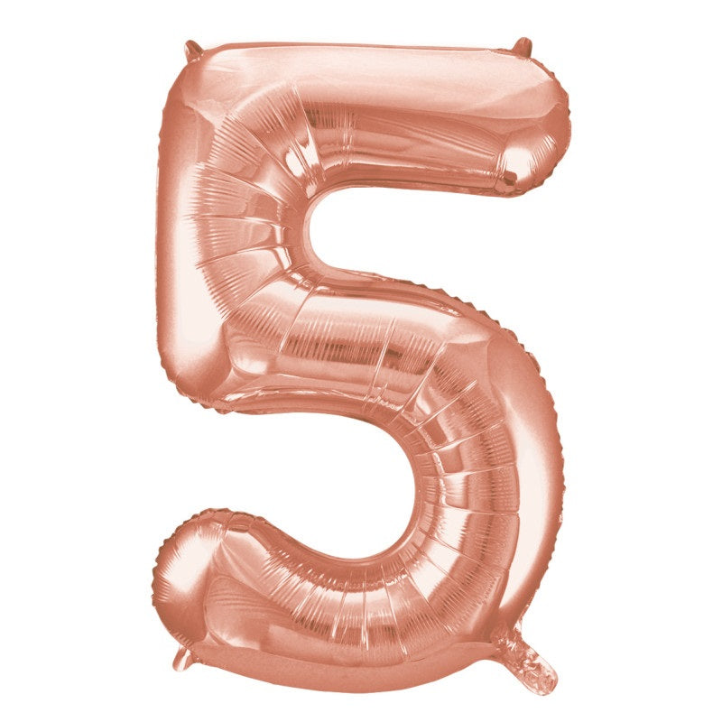 Rose Gold Number 5 Foil Balloon 34"