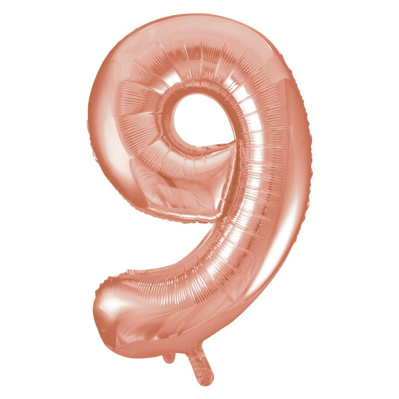 Rose Gold Number 9 Foil Balloon 34"