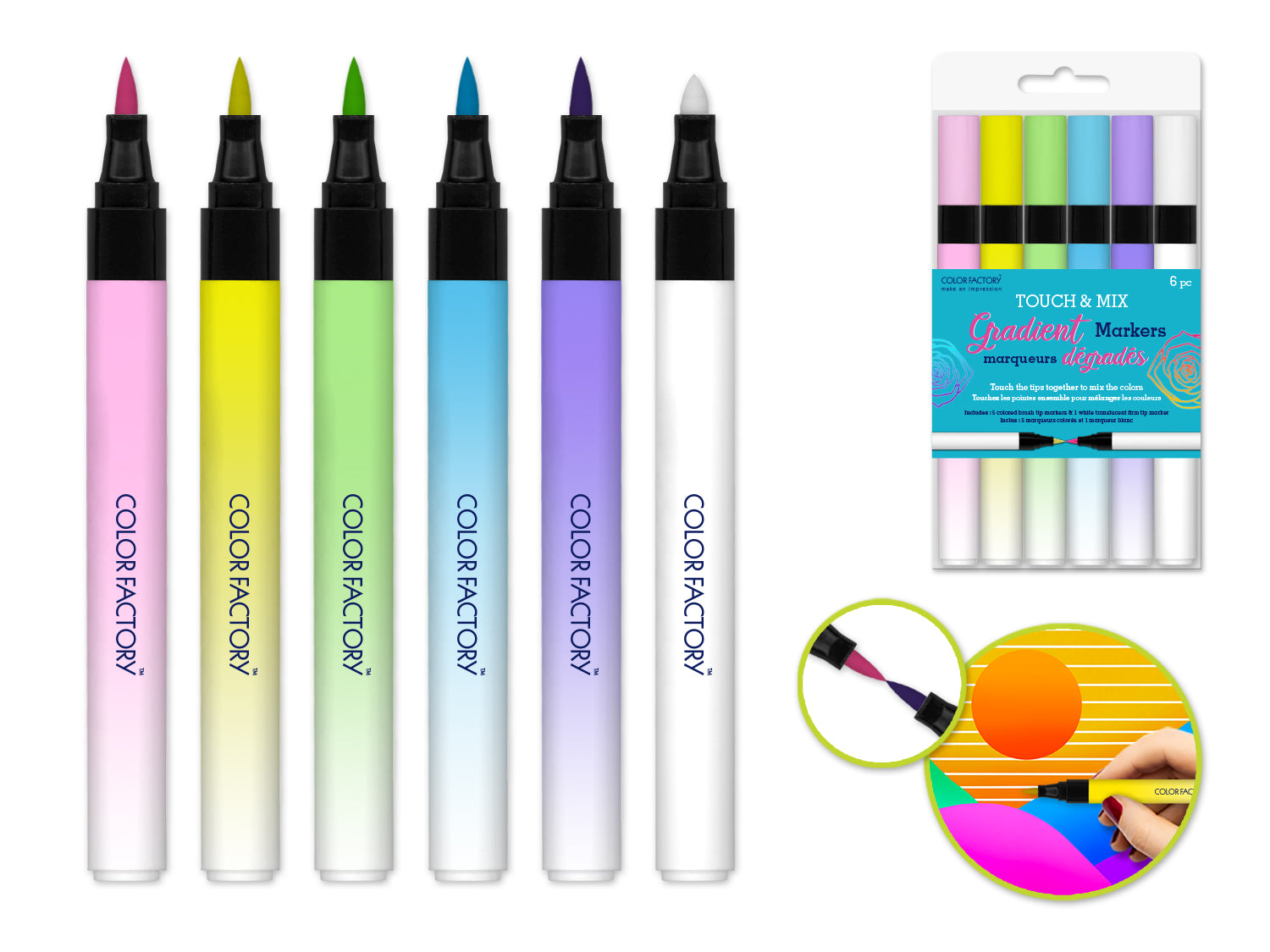 Color Factory: Touch & Mix Gradient Markers Brush Tip 6pk Alcohol-Based
