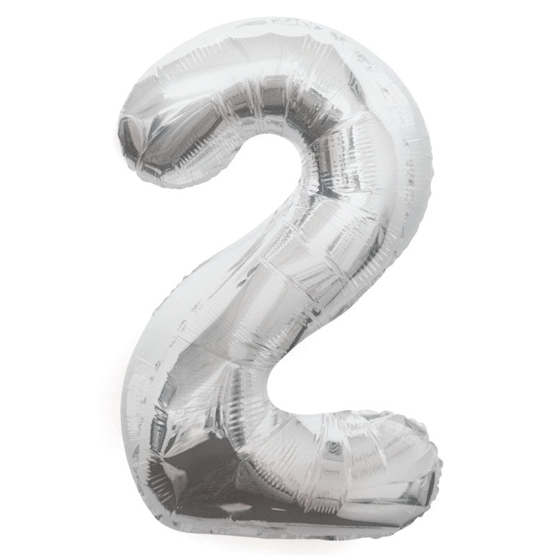 Silver Number 2 Foil Balloon 34"