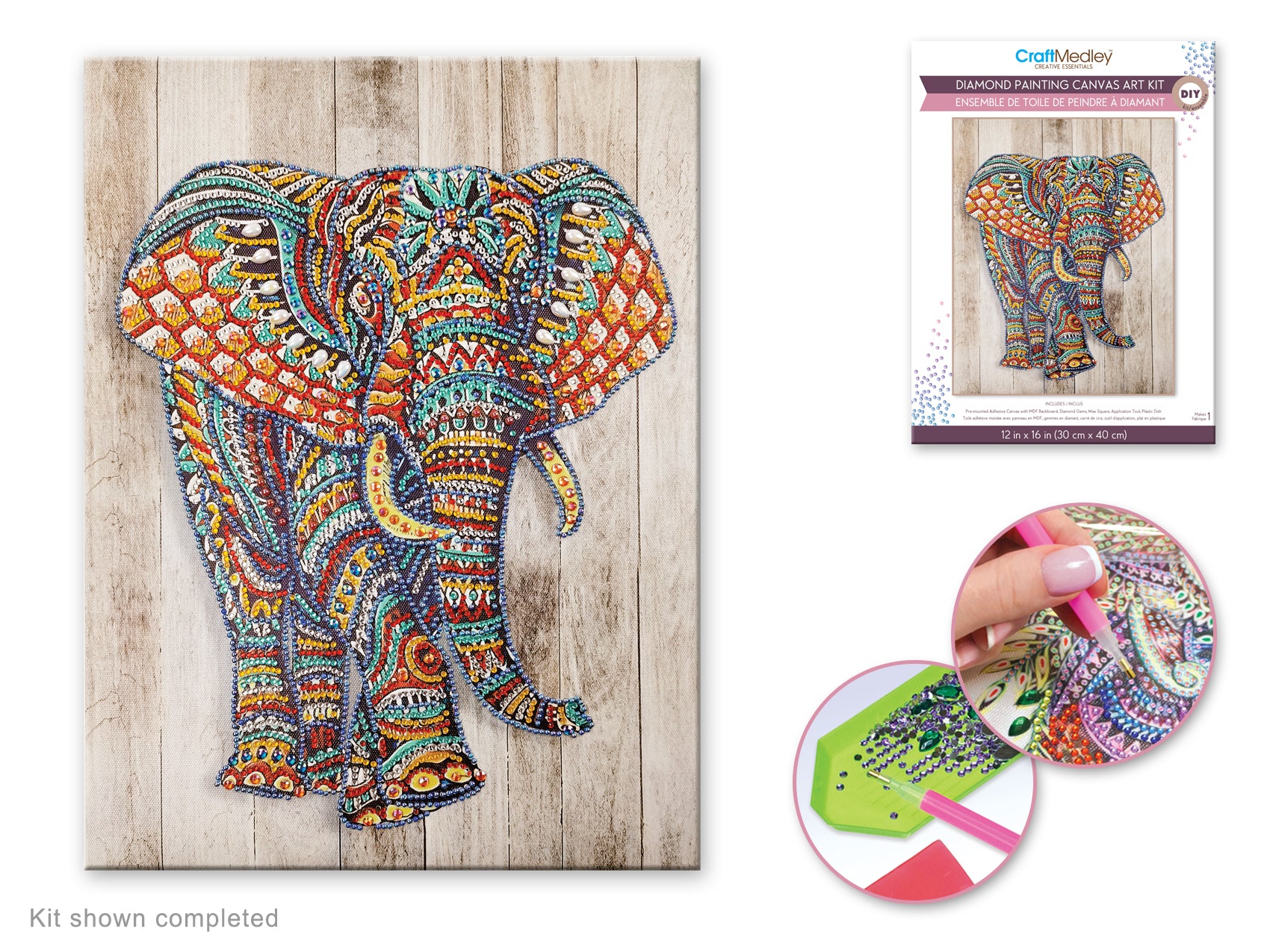 Diamond Painting Art Kit 12"x16" Majestic Elephant