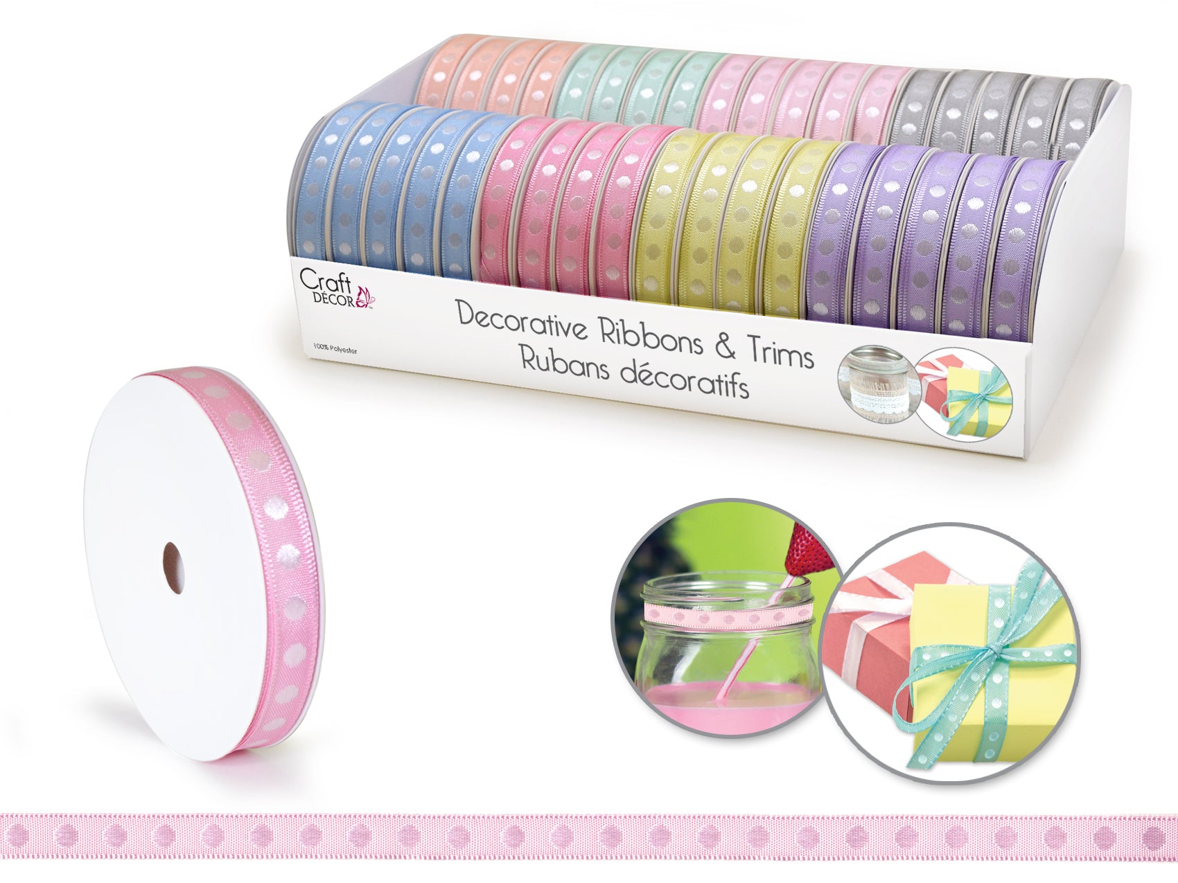 Craft D?cor Ribbons & Trims: 3/8" x 4yd Rolls