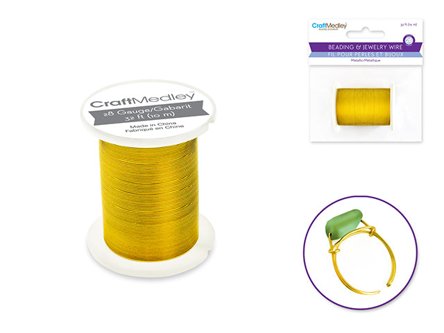 28g Metallic Gold Beading/Jewelry Wire, 10m Spool