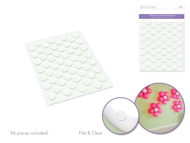 Clear Glue Pads: High-Tack, Flat, Acid-Free, 1/2" Round, 56pc Set