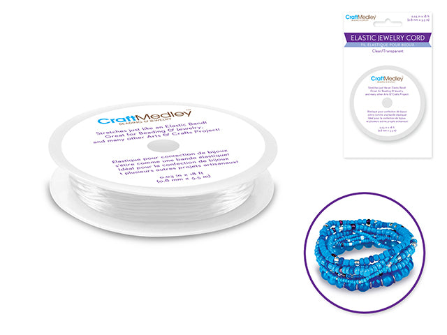 18ft Clear Elastic Jewelry/Craft Cord, 0.8mmx5.5m