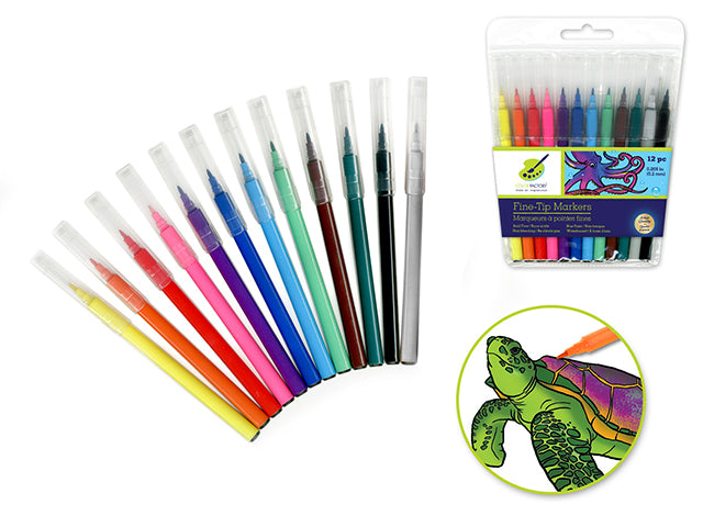 Color Factory Fine Point Markers, 'Living In Color' 0.2mm, Set of 12