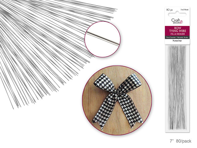 7" Silver Bow Tying Wire, 26g, Pack of 80